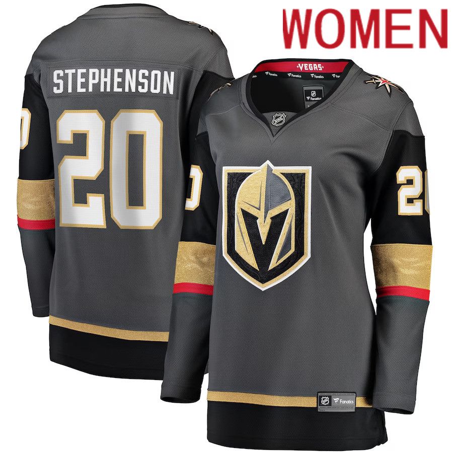 Women Vegas Golden Knights 20 Chandler Stephenson Fanatics Branded Gray Home Breakaway Player NHL Jersey
